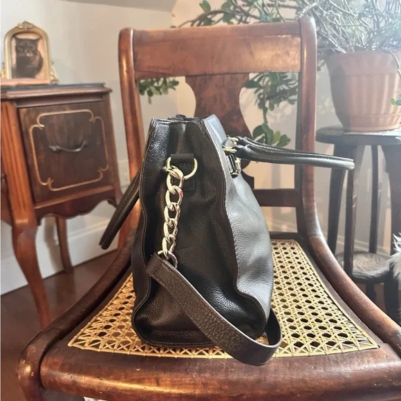 Michael Kors Hamilton Satchel Tote Bag Dark Brown Pebbled Leather Top Handle - Picture 7 of 11